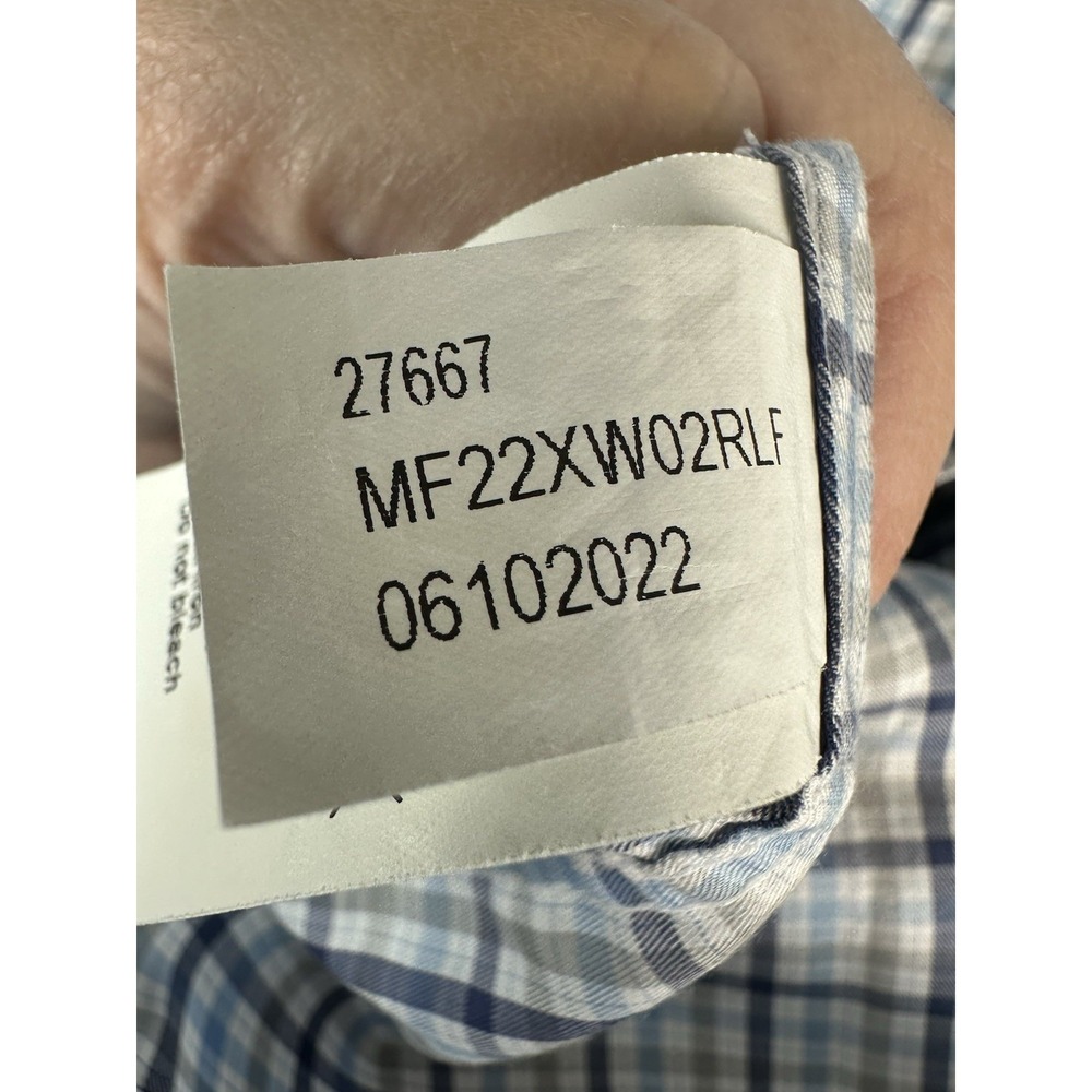 Peter Millar Crown Crafted Mens M Blue Gray Plaid Flex Fit Button-Down Shirt - Picture 6 of 13